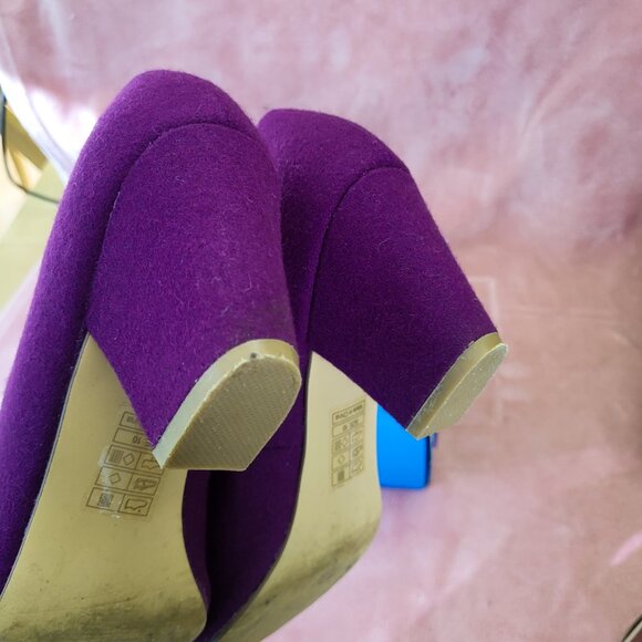 BAIT Modest Heels w/ Bow Wool / Felt Texture, Purple Violet, Size 10 - Picture 5 of 8